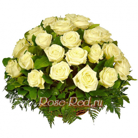 Корзина белых роз